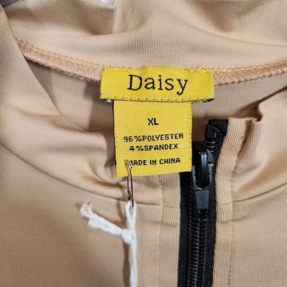 Daisy Zip Front Mock Neck Romper - Taupe - Size XL - Picture 7 of 8